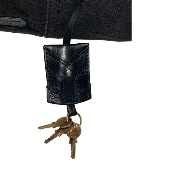 Vintage Yves Saint Laurent Rive Gauche Muse Tote Black Canvas Leather Italy - Picture 15 of 16